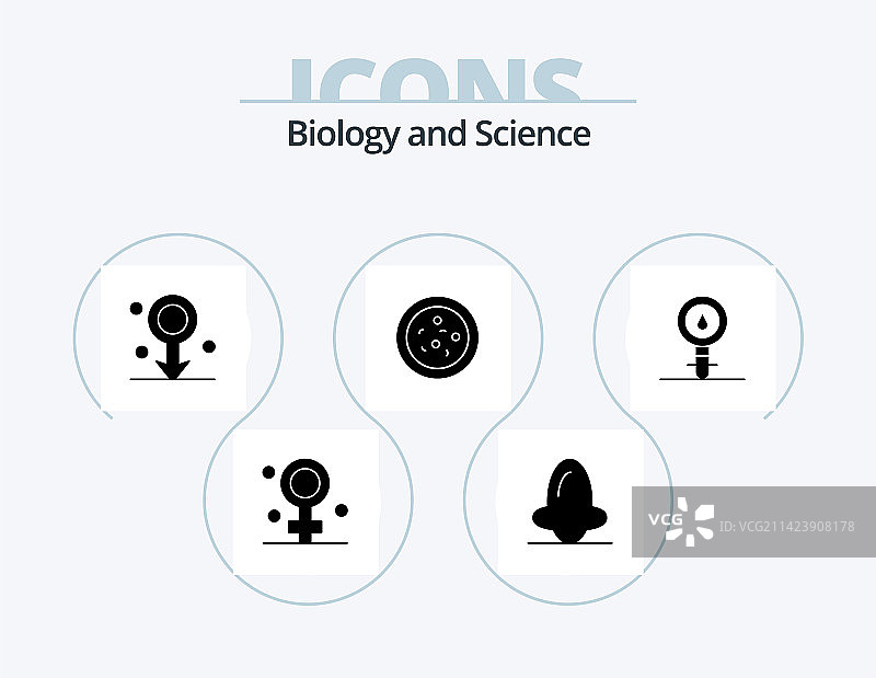 生物学5个字形图标包：细胞设计图片素材