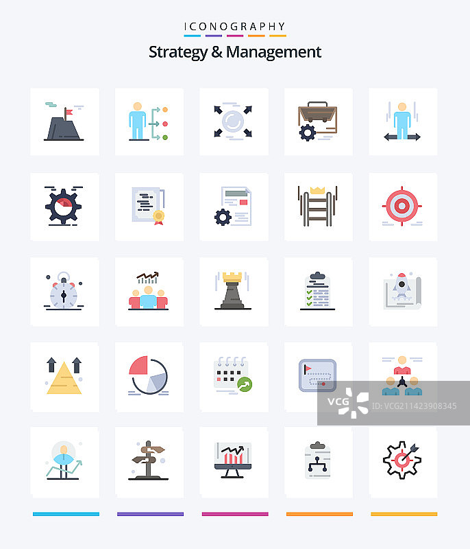 创意策略与管理25个扁平风格图标图片素材