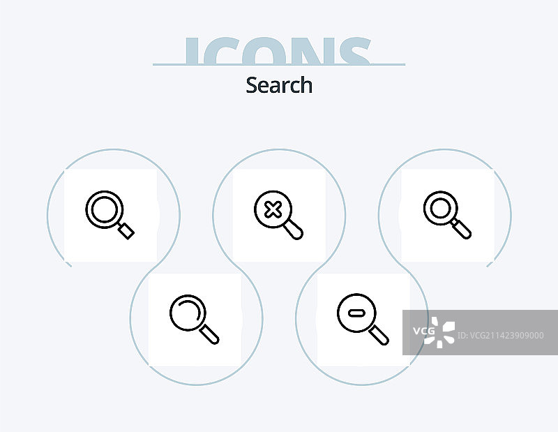 搜索线性图标包5个图标设计图片素材