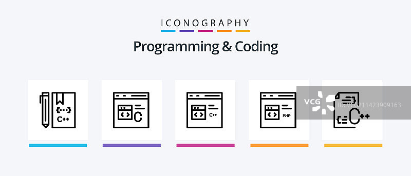 编程和编码线性5图标包图片素材