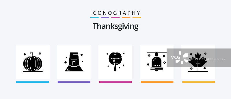 感恩节字形5个图标包，包括图片素材
