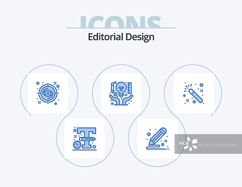 蓝色图标包5个图标设计图片素材