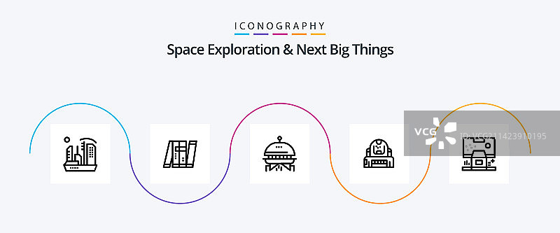 太空探索与未来发展线性图标图片素材