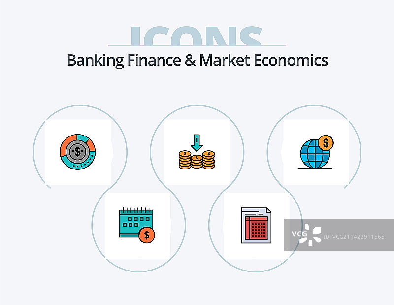 银行金融和市场经济线性填充图片素材