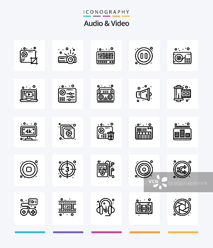 创意音视频25轮廓图标包图片素材