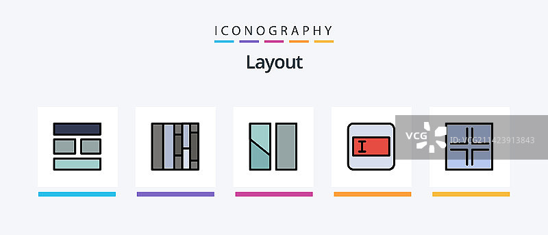 包含布局的线条填充风格5图标包图片素材