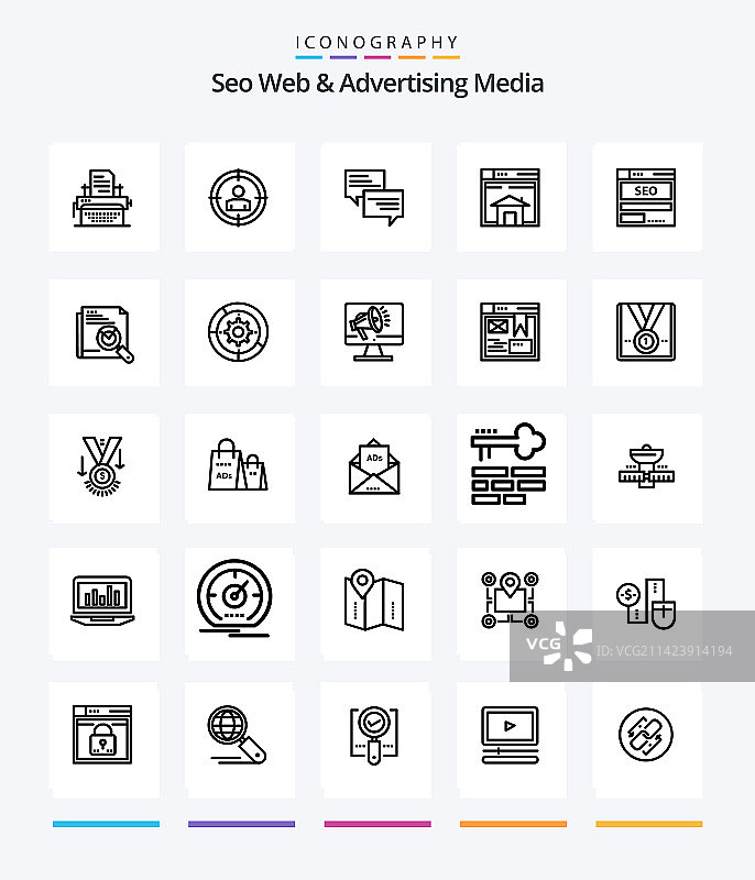 创意SEO网页和广告媒体25轮廓图片素材