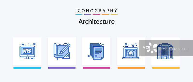 包含规划的蓝色建筑图标包5图片素材