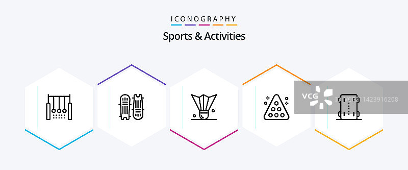 包含的运动和活动25线性图标包图片素材