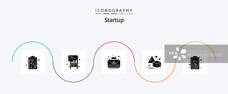 启动字形图标包，包含图表年度报告图片素材