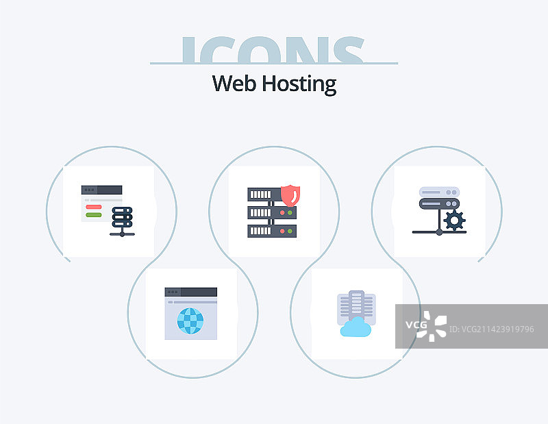 扁平风格网页主机图标包5：网络设计图片素材