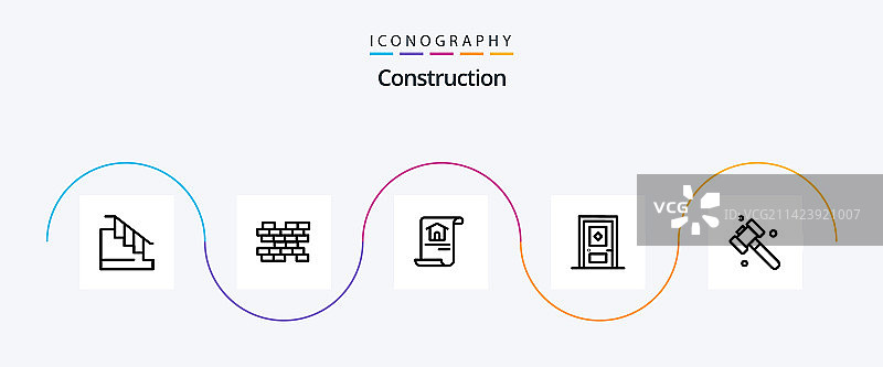 包含工具的建筑线条图标包图片素材