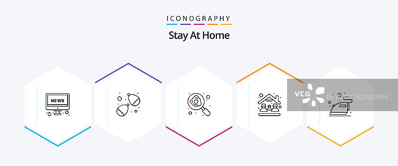 居家隔离25款线条图标合集，包括蒸汽等图片素材