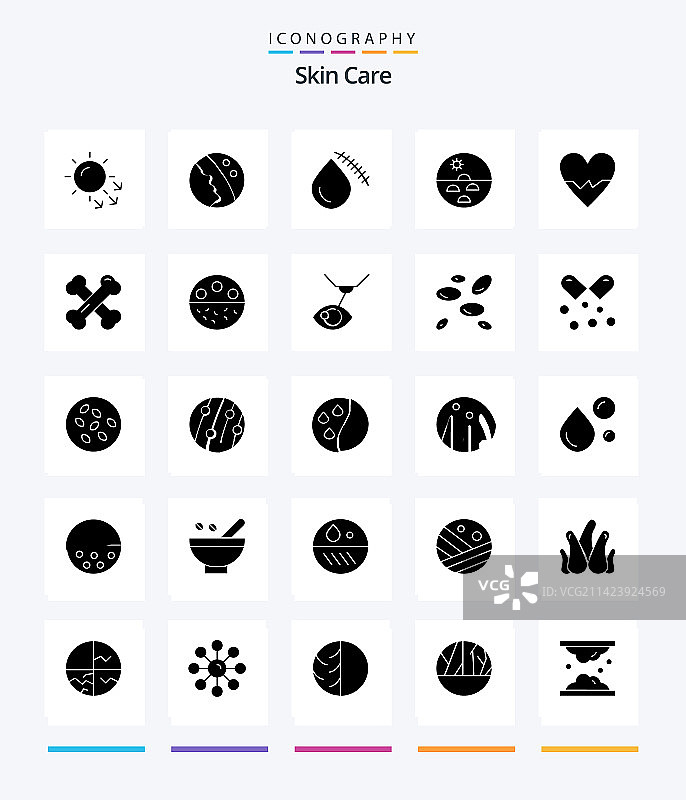 创意皮肤图标（25个黑色实心）图片素材
