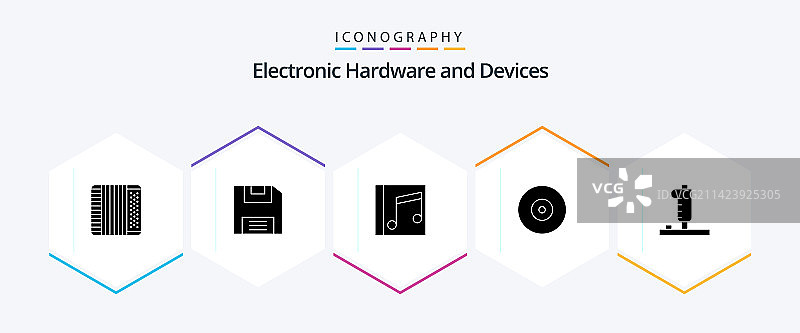 包含游戏的25个glyph风格设备图标包图片素材