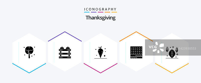 感恩节25个字形图标包，含华夫饼图片素材