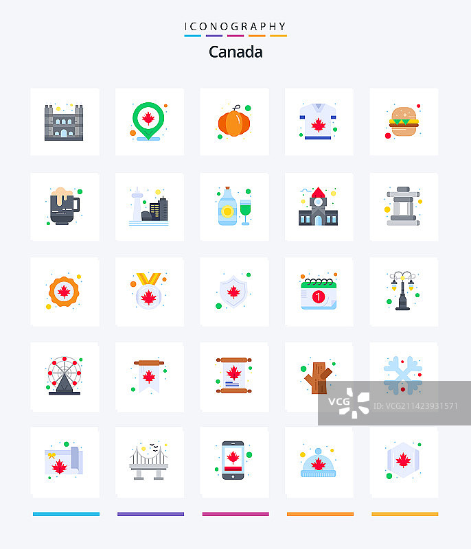 创意加拿大25个扁平风格图标包，例如快速图标图片素材