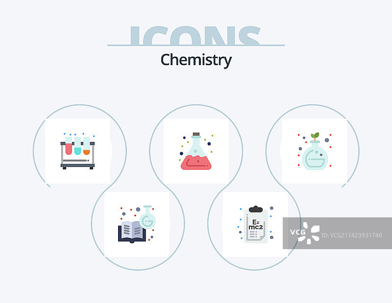 化学扁平图标包：实验室试管设计图片素材