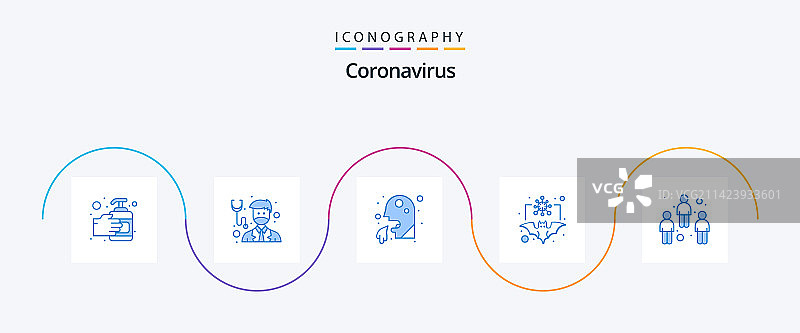 包含的冠状病毒蓝色5图标包图片素材