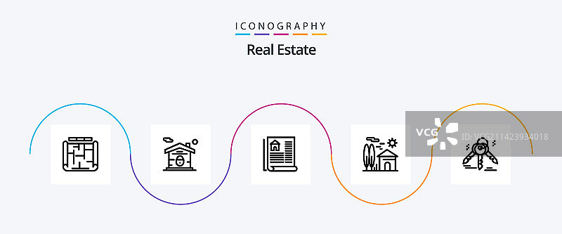 房地产线性5图标包，包含房产图片素材