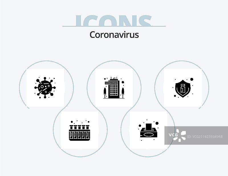 冠状病毒字形图标包5个图标设计图片素材