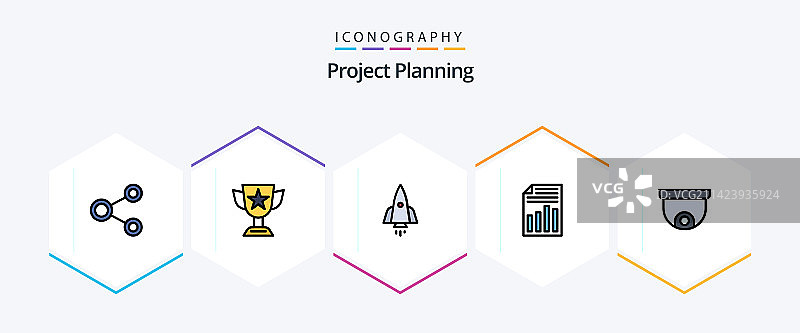 项目规划25个填充线条图标包图片素材
