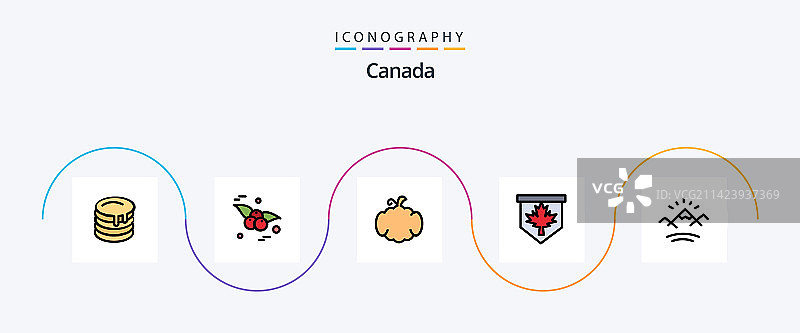 加拿大线条填充扁平5图标包，包含太阳图片素材