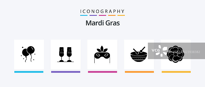 狂欢节字形5图标包，含鲜花图片素材