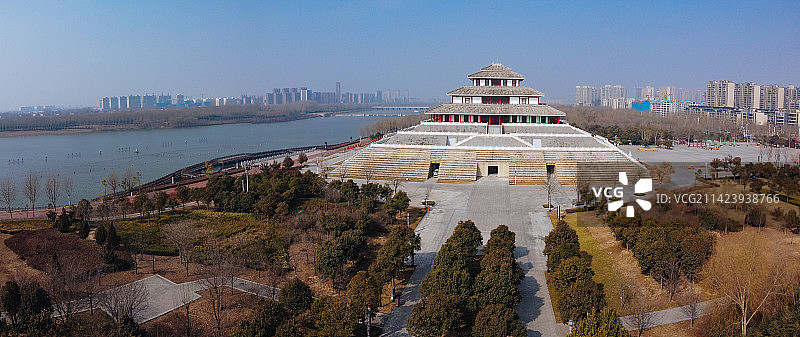 鹤壁 鹿台阁 淇滨区 龙王庙 淇水大道 航拍图片素材
