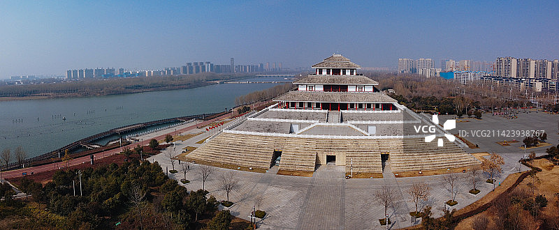 鹤壁 鹿台阁 淇滨区 龙王庙 淇水大道 航拍图片素材
