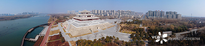 鹤壁 鹿台阁 淇滨区 龙王庙 淇水大道 航拍图片素材
