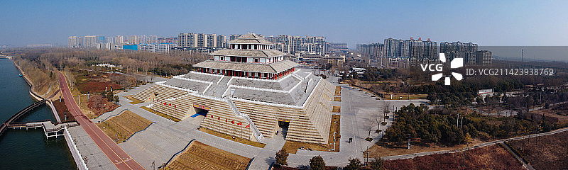 鹤壁 鹿台阁 淇滨区 龙王庙 淇水大道 航拍图片素材