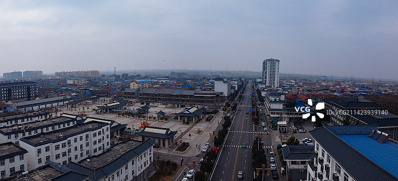 汤阴县 时代广场 人民大道 文化馆 地标 航拍图片素材