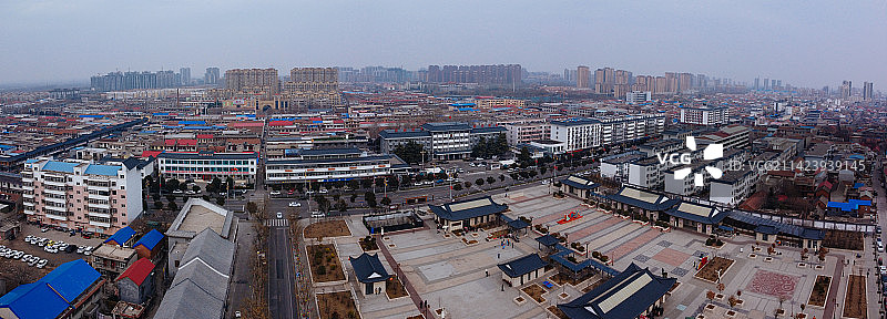 汤阴县 时代广场 人民大道 文化馆 地标 航拍图片素材