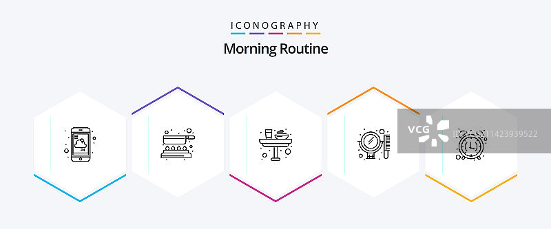 早晨习惯25个线性图标包图片素材