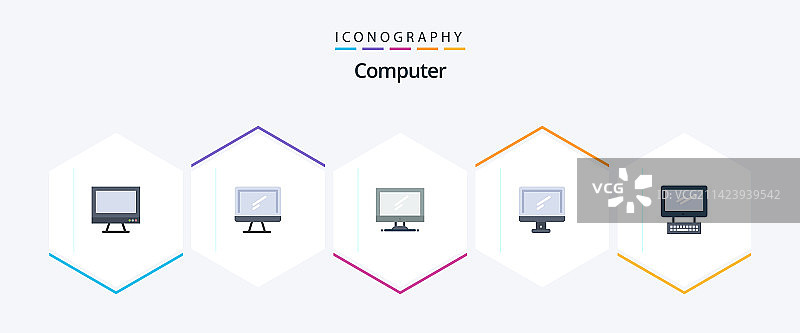 电脑2.5D扁平风格图标包图片素材