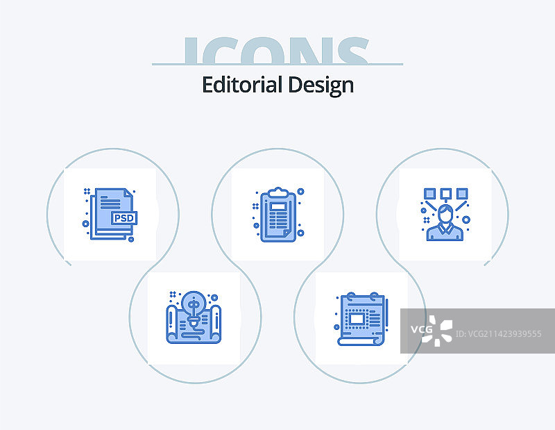 蓝色图标包5个图标设计图片素材
