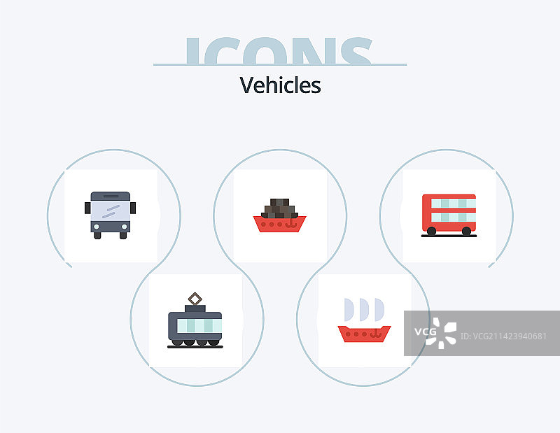 5个伦敦交通工具扁平图标设计图片素材
