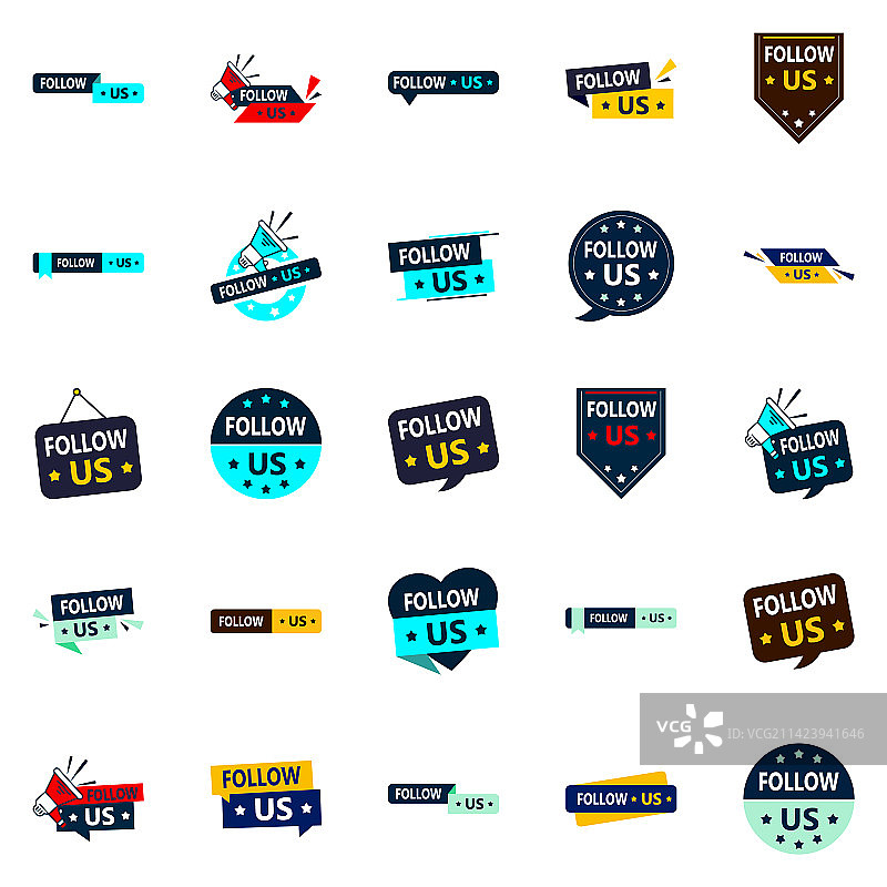 25个关注我们社交媒体引流图形元素图片素材