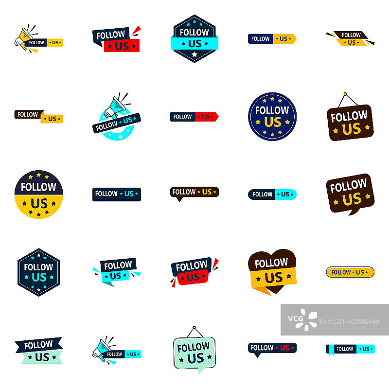 25个增加粉丝关注我们的图形元素图片素材