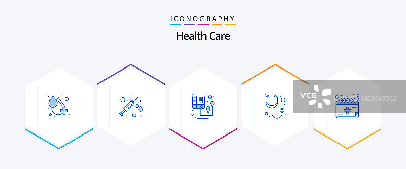 包含日历的25个蓝色医疗保健图标包图片素材