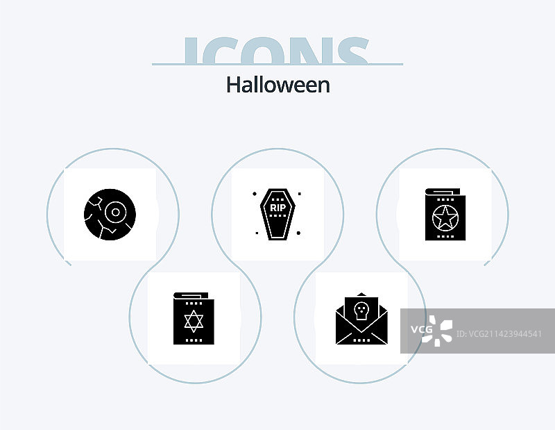 万圣节字形图标包，包含5个图标设计元素图片素材