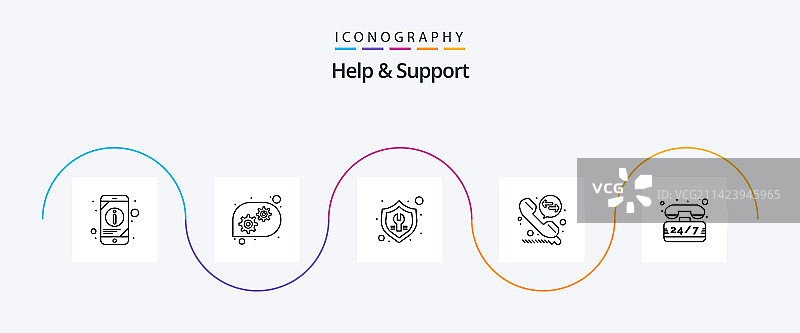 帮助与支持线性图标包（5个）图片素材