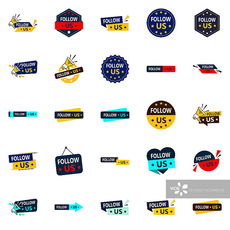 25个多用途关注我们图形元素图片素材