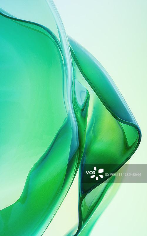 流动透明玻璃渐变曲面3D渲染图片素材