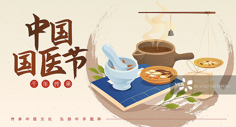 矢量中国国医节插画展板图片素材