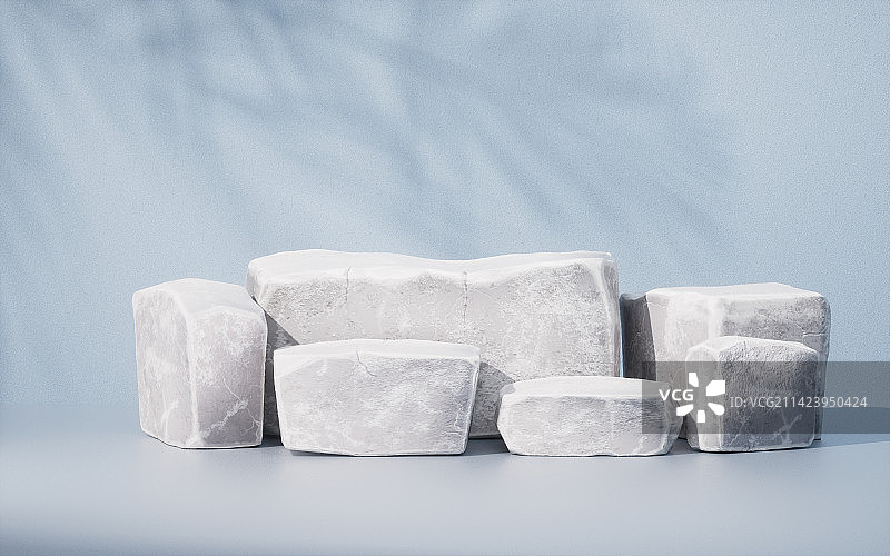 岩石展示台与光影3D渲染图片素材