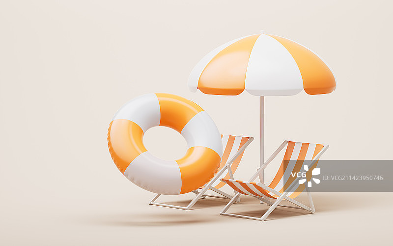 夏日卡通休闲度假3D渲染图片素材