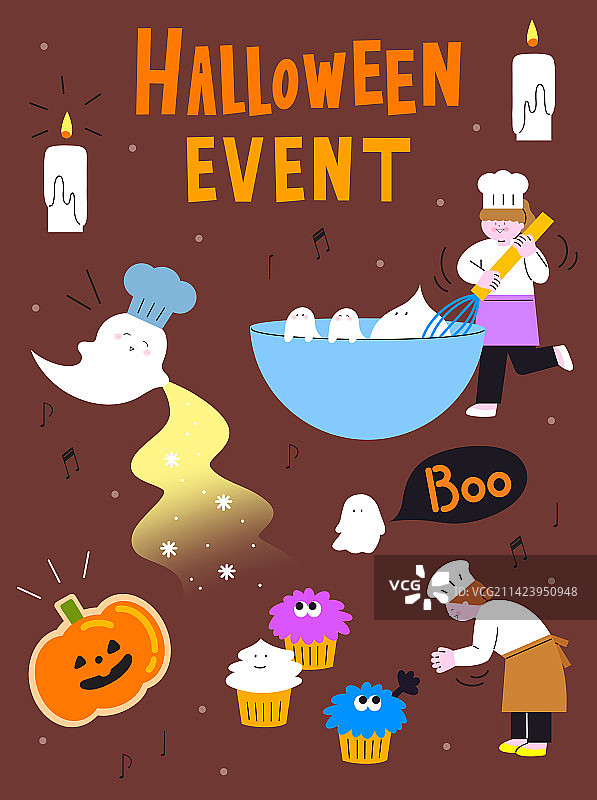 万圣节：年度活动，松饼、烘焙、面包师、幽灵、葫芦图片素材
