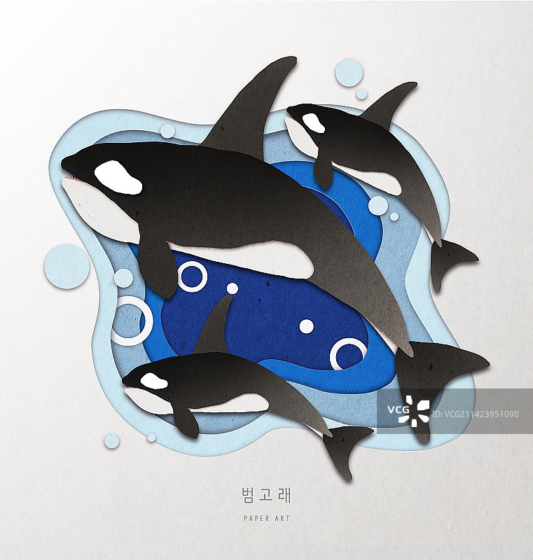 纸艺鲸鱼海洋虎鲸图片素材